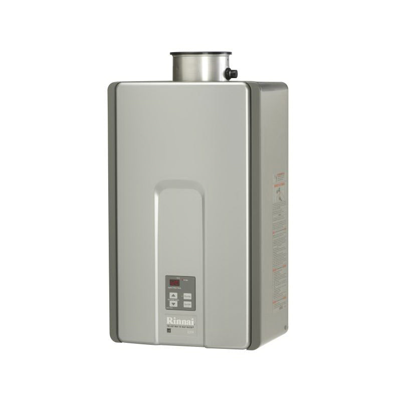 Rinnai® RLX94iN HE+ High Efficiency Tankless Water Heater, Natural Gas Fuel, 199000 Btu/hr Heating, Indoor/Outdoor: Indoor, Non-Condensing, 9.8 gpm Flow Rate, Direct Vent, 0.82, Commercial/Residential