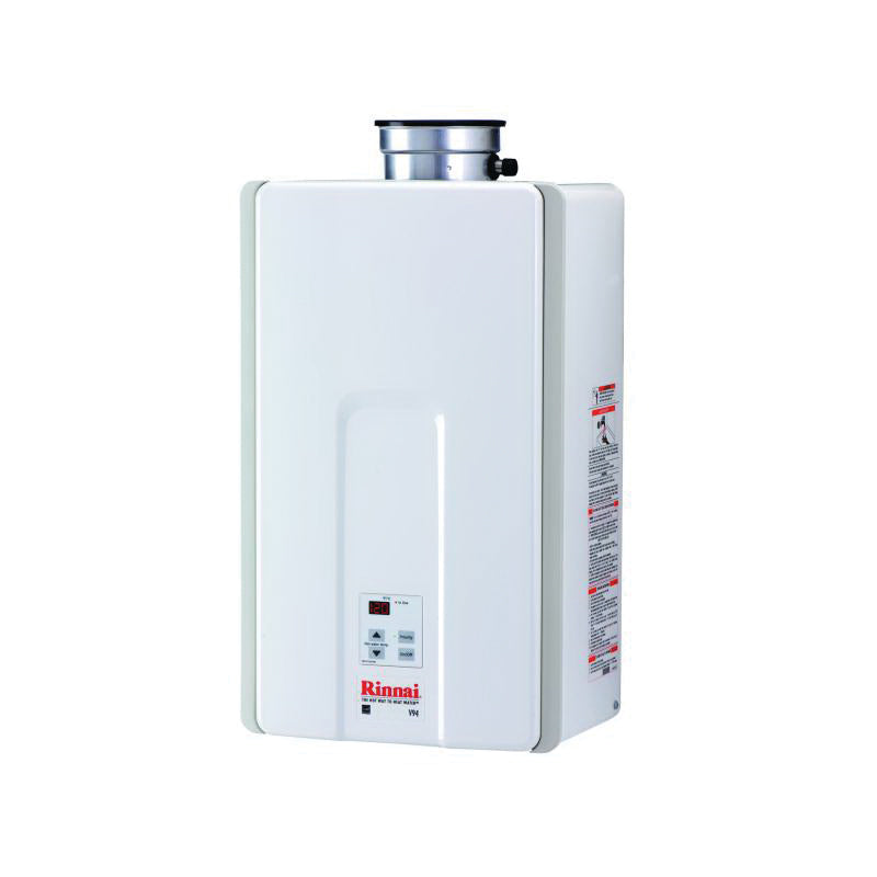 Rinnai® V94XiN HE Series Tankless Water Heater, Natural Gas Fuel, 180000 Btu/hr, Indoor, Non-Condensing, 9.4 gpm, Direct Vent, 0.82, Residential