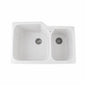 Rohl® 6337-00 Allia Kitchen Sink, White, Rectangle Shape, 18-1/4 in Left, 11-1/8 in Right L x 18-3/4 in Left, 16-1/4 in Right W Bowl x 10 in Left, 8 in Right D Bowl, 33 in L x 22 in W x 10-3/4 in H, Undermount Mounting, Fireclay