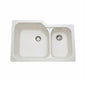 Rohl® 6337-68 Allia Kitchen Sink, Biscuit, Rectangle Shape, 18-1/4 in Left, 11-1/8 in Right L x 18-3/4 in Left, 16-1/4 in Right W Bowl x 10 in Left, 8 in Right D Bowl, 33 in L x 22 in W x 10-3/4 in H, Undermount/Drop-In Mounting, Fireclay