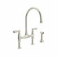 Rohl® U.4719L-PN-2 Perrin & Rowe® Bridge Kitchen Faucet With Side Spray, 1.8 gpm Flow Rate, 7-7/8 in Center, Polished Nickel, 2 Handles