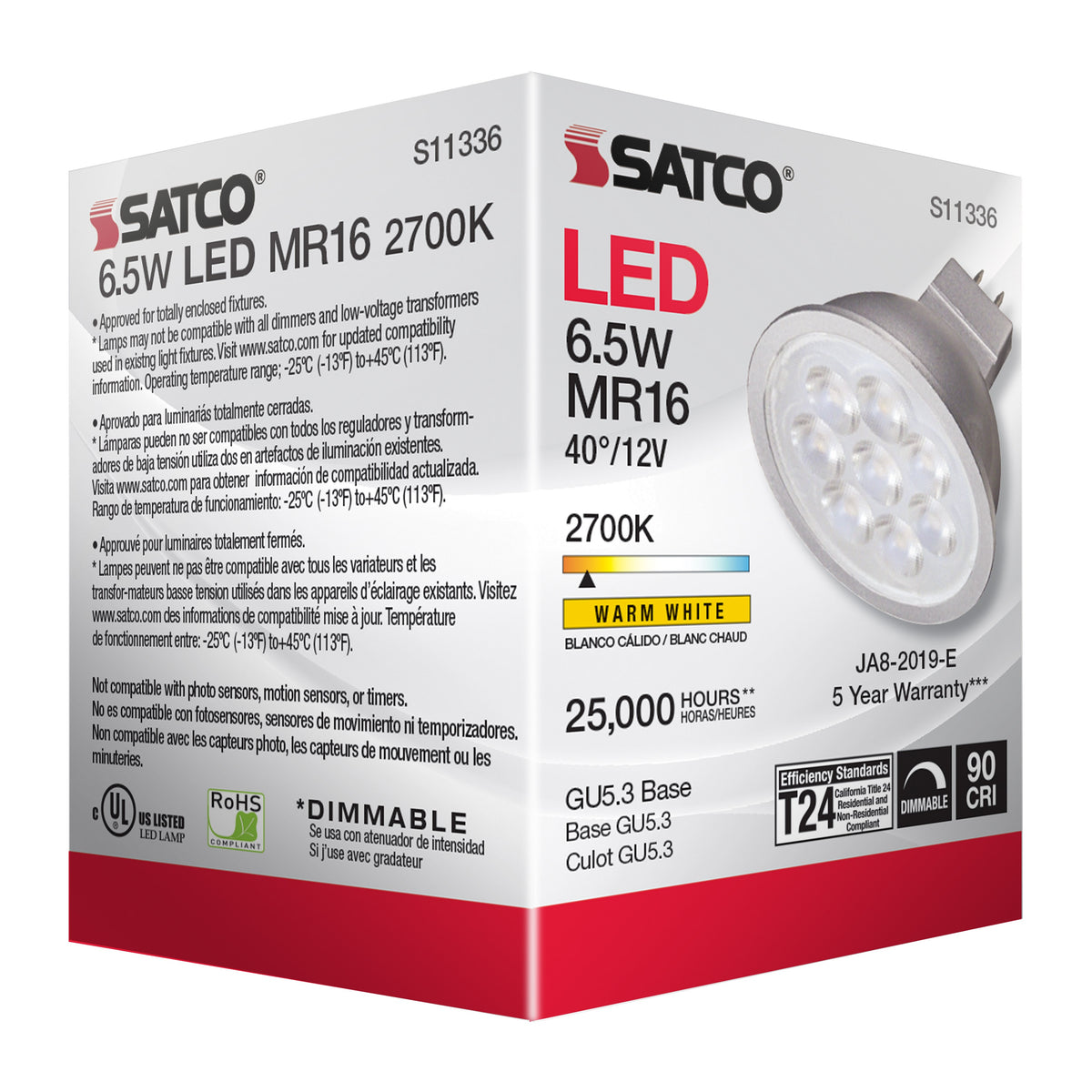 Forward/Reverse Phase Dimmable LED Lamp - 12 V - 6.5 W