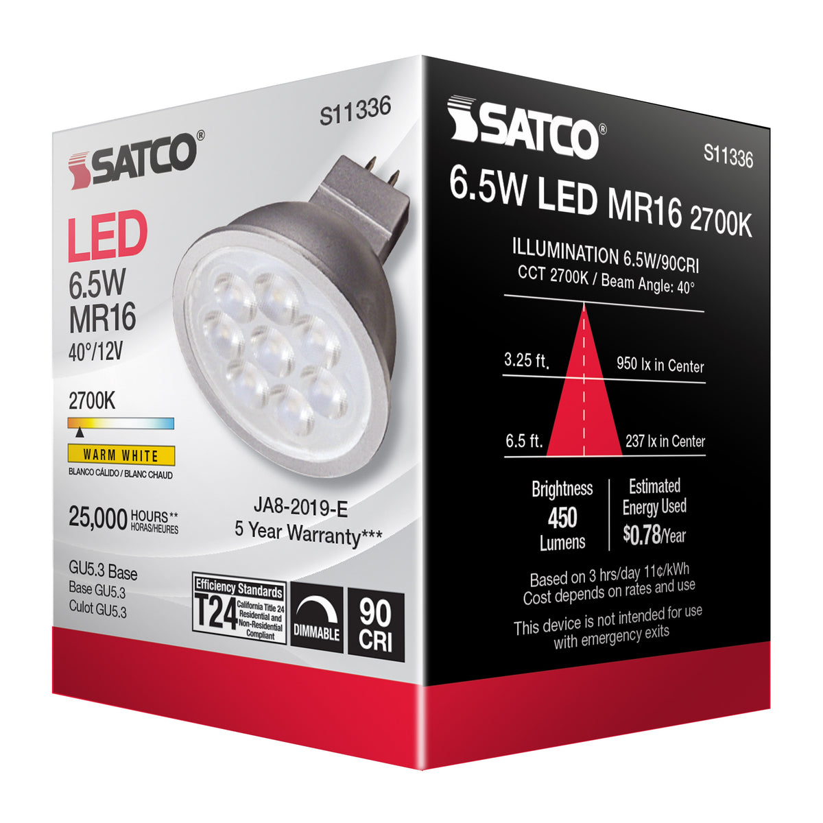 Forward/Reverse Phase Dimmable LED Lamp - 12 V - 6.5 W