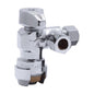 Sharkbite® 25558LF Dual Outlet Angle Stop, 1/2 x 3/8 x 3/8 in Nominal, Compression End Style, 200 psi Pressure, Brass Body, Polished Chrome, Import