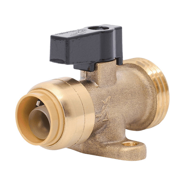 Sharkbite® 25559LF Straight Valve, 1/2 x 3/4 in Nominal, Push-to-Connect x Male Hose Thread End Style, Import
