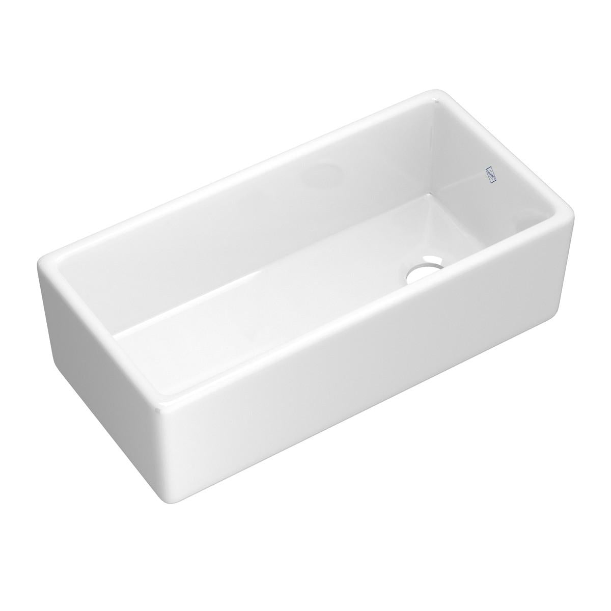 Shaws MS3618WH Shaker Bowl Apron Fireclay Kitchen Sink, Rectangular Shape, Reinforced Base Mounting, White/Parchment/Matte Black/Matte Gray