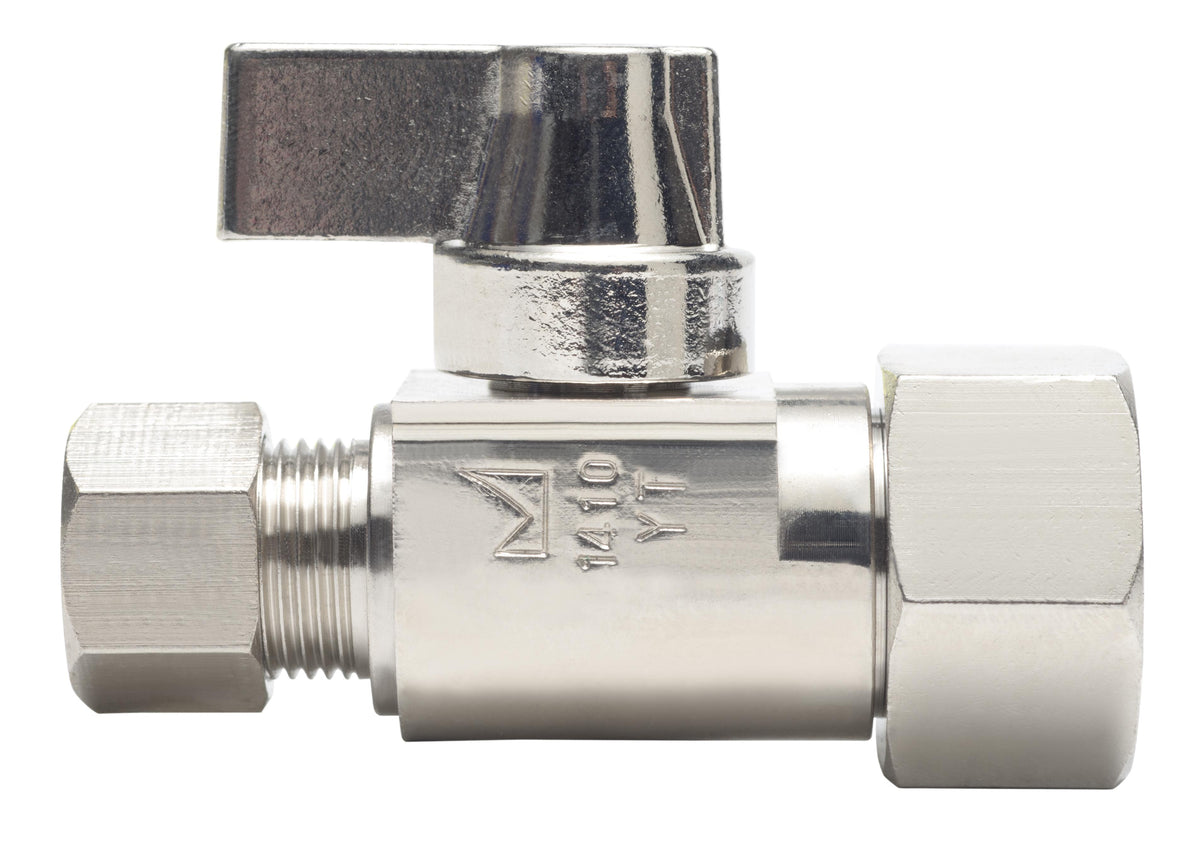 3/8" 1/4 Turn Straight Supply Stop - Brass