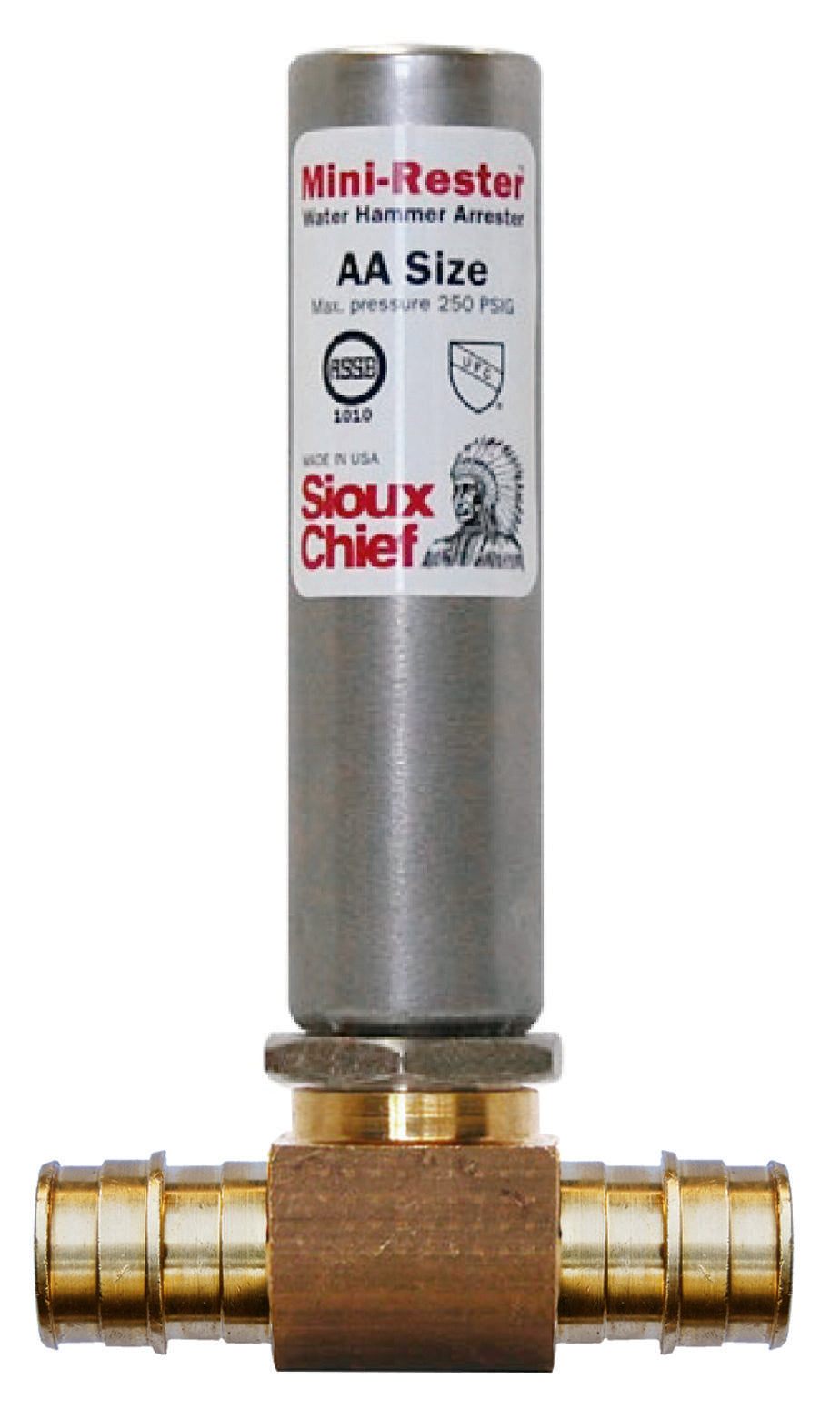 Sioux Chief MiniRester™ 660-GTW2B Water Hammer Arrester With PEX Tee, 1/2 in, F1960 PEX Grip™, 350 psig