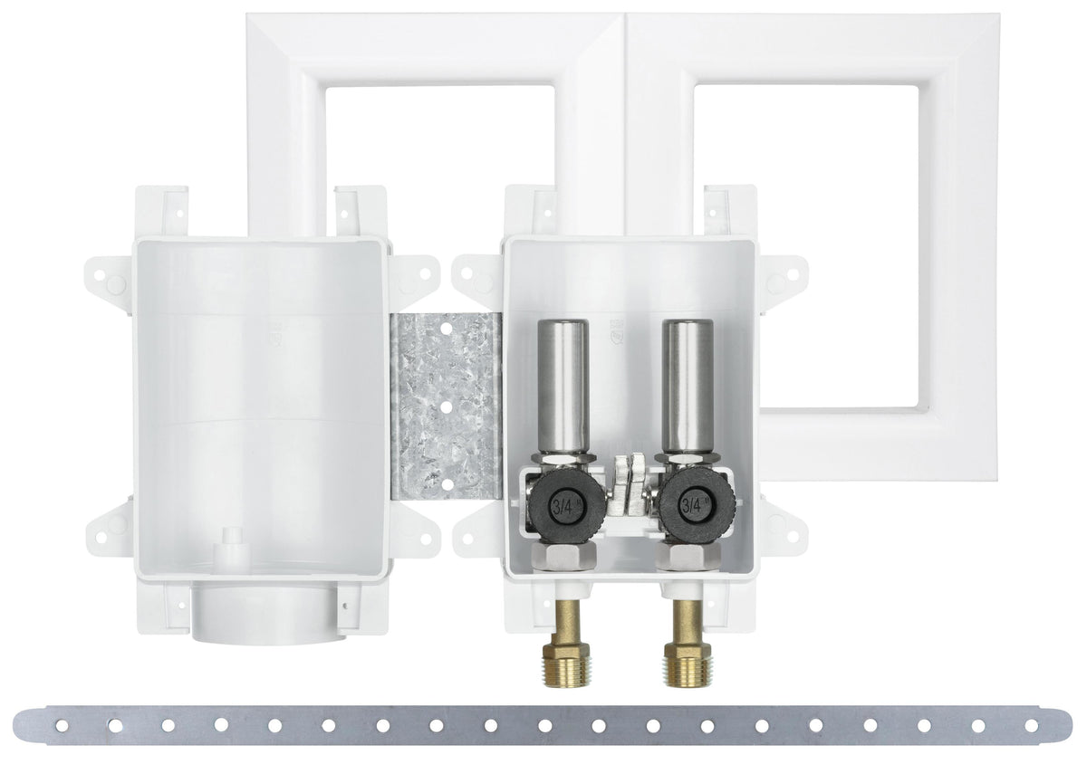 Sioux Chief OxBox™ 696-2313MF Outlet Box With (2) MiniRester™ Water Hammer Arresters and Plain Valve, 1/2 in Solder x 3/4 in Male Hose Thread Outlet, ABS, Import