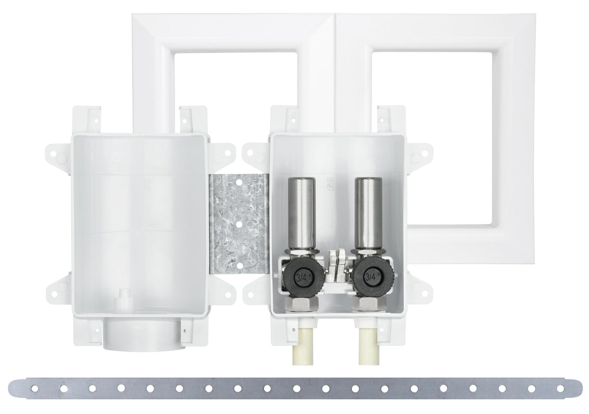 Sioux Chief OxBox™ 696R2313CF Fire-Rated Washing Machine Outlet Box With MiniRester™ Water Hammer Arresters and Plain Valve, 1/2 in CPVC Inlet, 3/4 in Male Hose Thread Outlet, ABS, Import