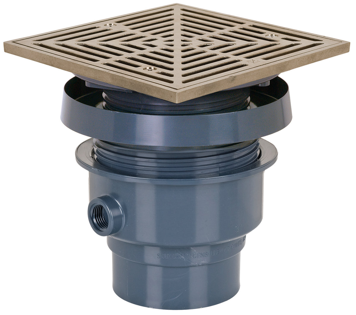 Sioux Chief FinishLine™ 832-2PNQ Adjustable Floor Drain Complete Assembly With Ring and Strainer, 2 in Outlet, Hub Connection, PVC Drain