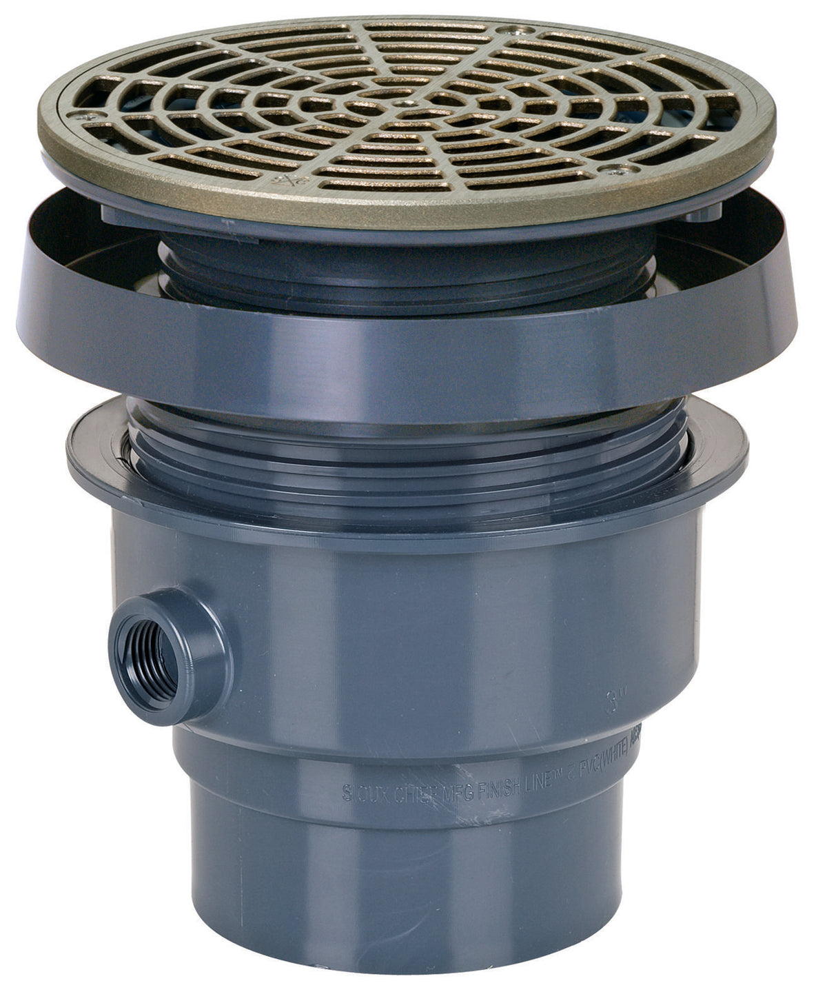 Sioux Chief FinishLine™ 832-2PNR Adjustable Floor Drain Complete Assembly, 2 in Outlet, Hub Connection, PVC Drain, Import
