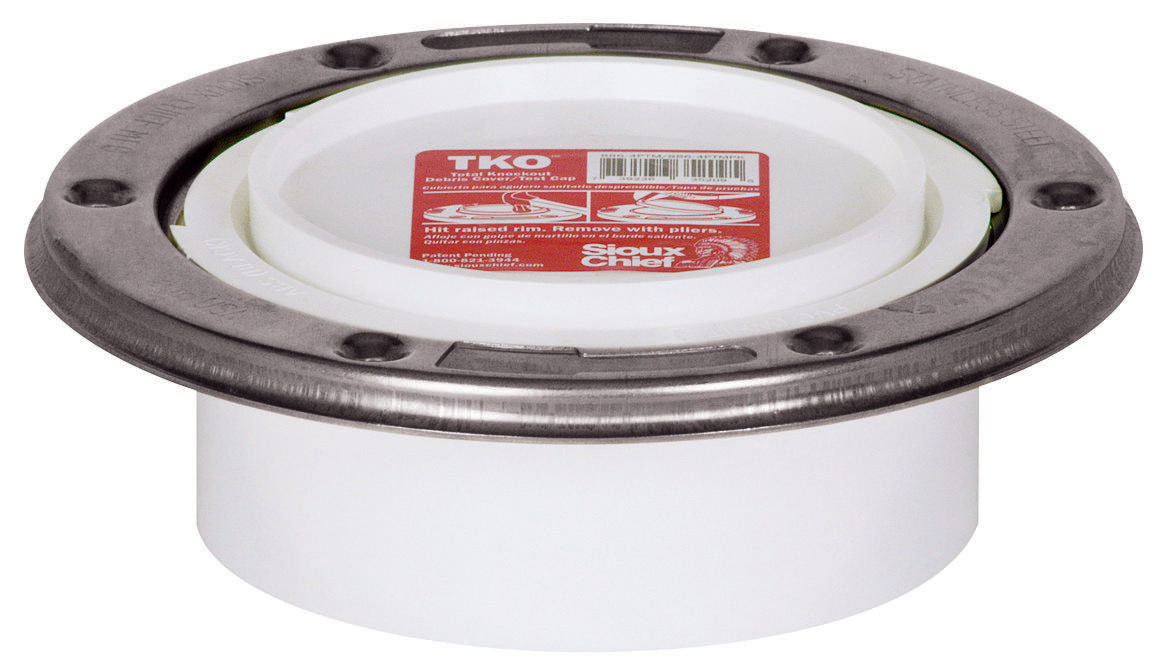 Sioux Chief TKO™ 886-4PTM Closet Flange With Stainless Steel Swivel Ring, 4 x 4 in Pipe, PVC
