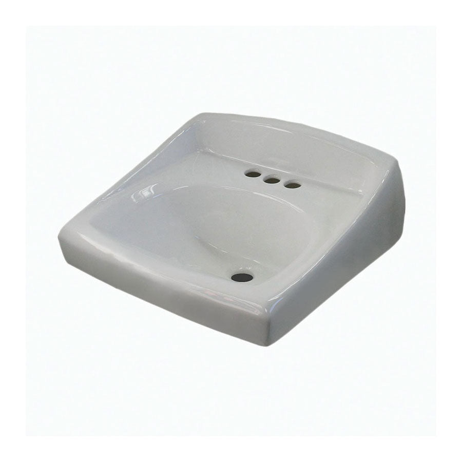 Sloan® 3873003 SS-3003 Lavatory Fixture Sink With Front Overflow, Rectangle Shape, 4 in Faucet Hole Spacing, 20-3/4 in W x 8-1/4 in D x 12-1/4 in H, Wall Mounting, Vitreous China, White, Import
