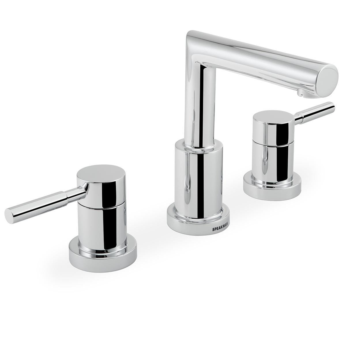 Speakman® SB-1021-E Neo™ Widespread Bathroom Faucet, Residential, 1.2 gpm Flow Rate, 7 in H Spout, 6 to 12 in Center, Polished Chrome, 2 Handles, Pop-Up Drain, Import