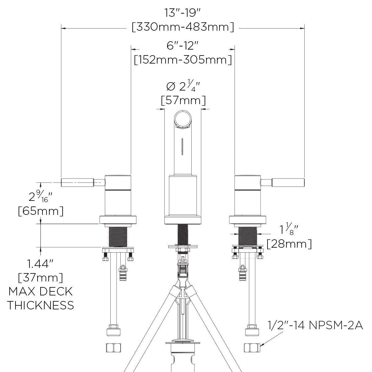Neo - Widespread Bathroom Faucet - Deck/Surface - 1.2 GPM