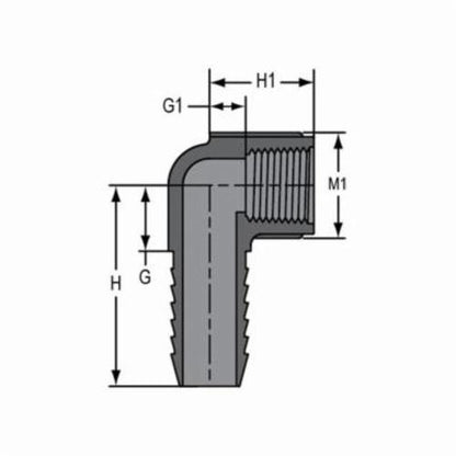 1-1/4" PVC 90° Elbow - Insert x FNPT