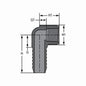 1-1/4" PVC 90° Elbow - Insert x FNPT