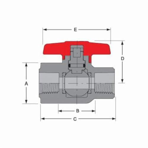 Spears® 1521-002 Lab Ball Valve, 1/4 in Nominal, FNPT End Style, PVC Body, EPDM Softgoods, Domestic