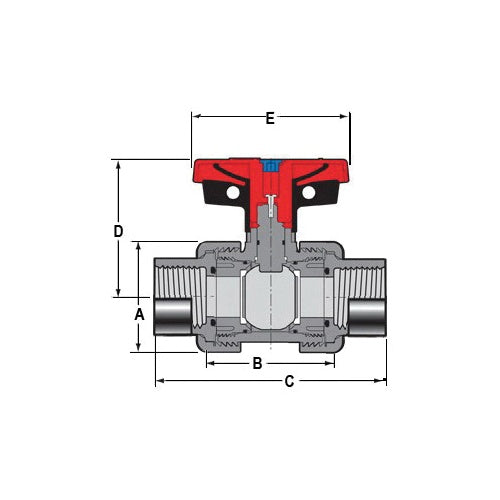 True Union 2000 - 3" Industrial Ball Valve - PVC - FNPT