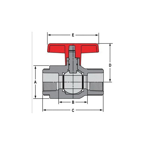 3/4" Compact Regular Ball Valve - CPVC - Socket