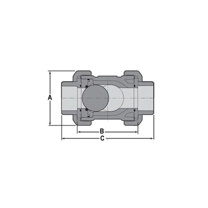 4" True Union Regular Style Ball Check Valve - PVC - Socket