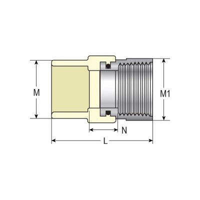 1" Transition Female Adapter - CPVC - Socket x Ss FNPT