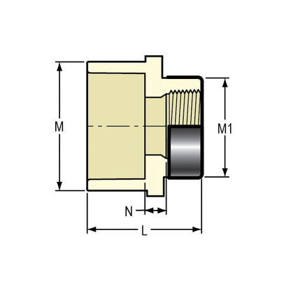 1 x 3/4" Female Reducing Adapter - CPVC - Socket x FNPT