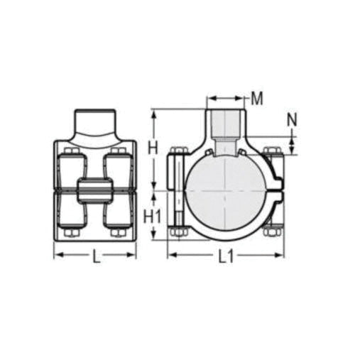 2-1/2 x 1-1/2" Clamp-On Pipe Saddle - SCH 40/Std