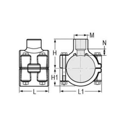 2-1/2 x 1-1/2" Clamp-On Pipe Saddle - SCH 40/Std