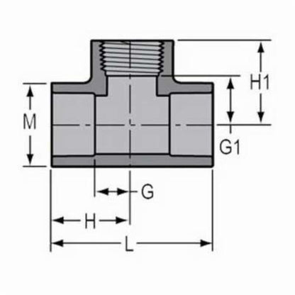 2" Standard Tee - CPVC - Socket x Socket x FNPT