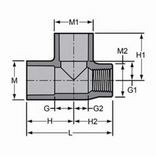 3/4 x 1/2 x 3/4" Reducing Tee - CPVC - SCH 80/Xh
