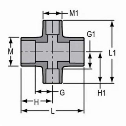 4 x 4 x 2 x 2" Reducing Cross - SCH 80/Xh