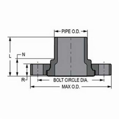 1" 2-Piece Van Stone Flange with Plastic Ring - SCH 80/Xh