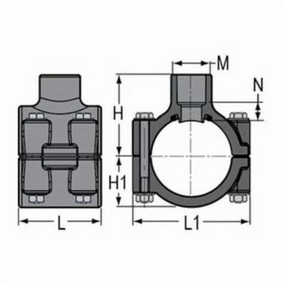 8 x 4" Clamp-On Pipe Saddle - SCH 80/Xh