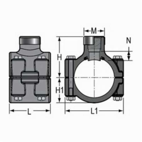 6 x 1-1/2" Clamp-On Pipe Saddle - SCH 80/Xh
