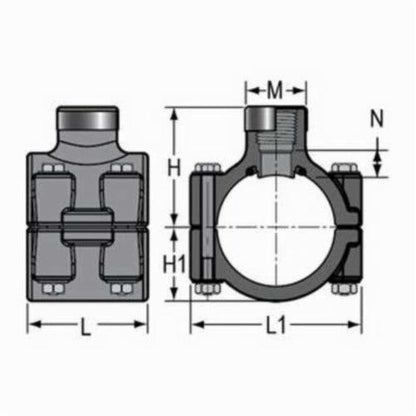 6 x 1-1/2" Clamp-On Pipe Saddle - SCH 80/Xh