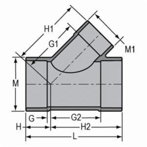 4 x 4 x 2" Reducing Wye - CPVC - Socket
