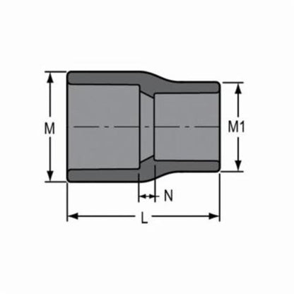 1 x 3/4" Reducing Coupling - PVC - Socket