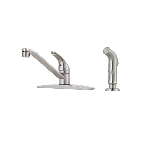 Pfister® G134-444S Professional Grade Kitchen Faucet, Pfirst Series™, 1.75 gpm Flow Rate, 8 in Center, Swivel Spout, Stainless Steel, 1 Handle