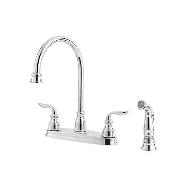 Pfister® GT36-4CBC Avalon™ Professional Grade Kitchen Faucet, 1.75 gpm Flow Rate, 8 in Center, Swivel Spout, Polished Chrome, 2 Handles