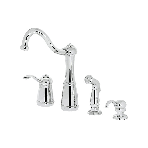 Pfister® LG26-4NCC Professional Grade Kitchen Faucet, Marielle™, 1.75 gpm Flow Rate, 4 to 9 in Center, Swivel Spout, Polished Chrome, 1 Handle