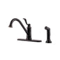 Pfister® LG34-4PY0 Professional Grade Kitchen Faucet, Portland™, 1.8 gpm Flow Rate, 8 in Center, 360 deg Swivel Spout, Tuscan Bronze, 1 Handle