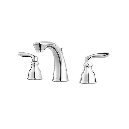 Pfister® Professional Grade Widespread Lavatory Faucet, Avalon™, 1.2 gpm Flow Rate, 3-7/8 in H Spout, 8 to 15 in Center, 2 Handles, Pop-Up Drain