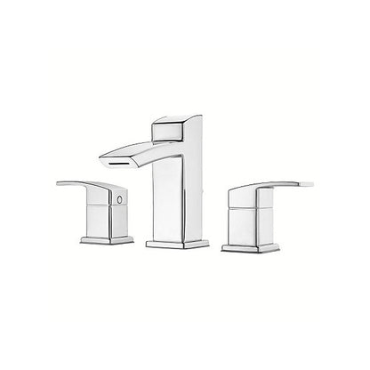 Pfister® Professional Grade Closed Widespread Lavatory Faucet, Kenzo™, 1.2 gpm Flow Rate, 3-29/32 in H Spout, 8 to 15 in Center, 2 Handles, Metal Pop-Up Drain