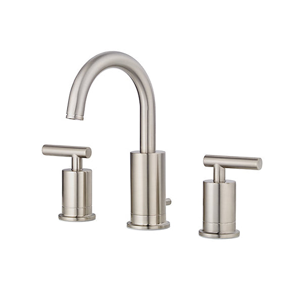Pfister® Contempra™ Professional Grade Widespread Lavatory Faucet, 1.2 gpm Flow Rate, 5-11/16 in H Spout, 8 to 15 in Center, 2 Handles, Metal Pop-Up Drain