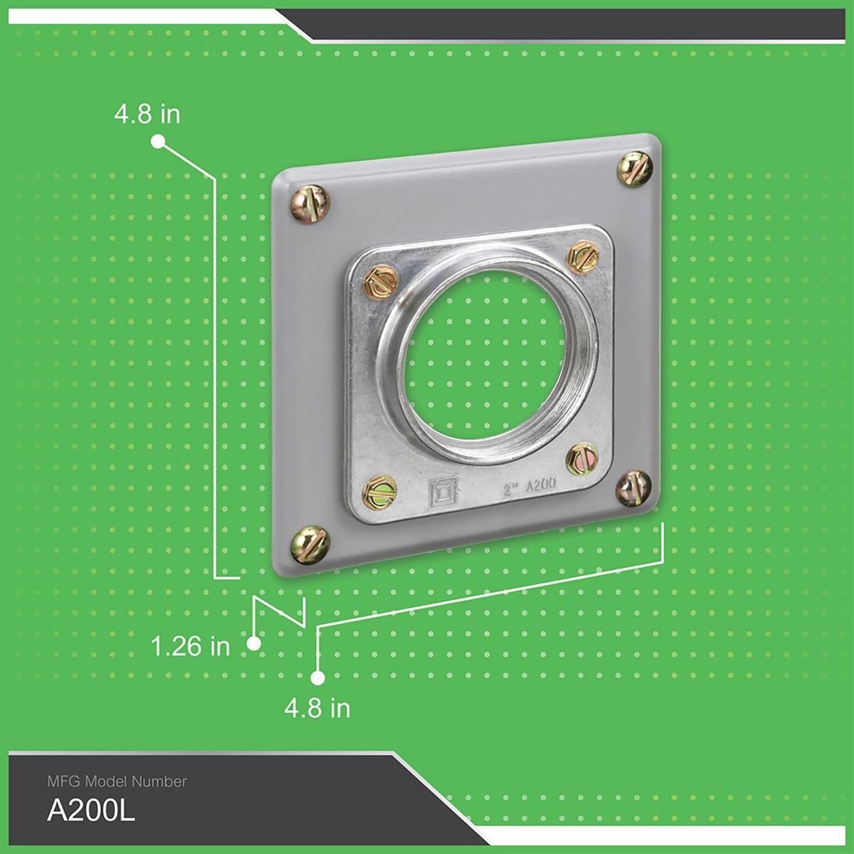 Square D™ A200L AL Series Conduit Entry Hub With (4) Slotted Screws, 2 in, For Use With Meter Sockets, Meter Centers and Combination Service Entrance Devices