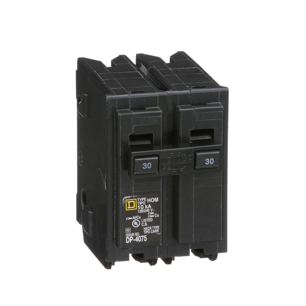 Schneider Electric HOM230CP Standard Miniature Circuit Breaker, 120/240 V AC, 30 A, 10 kA Interrupt, 2 Poles
