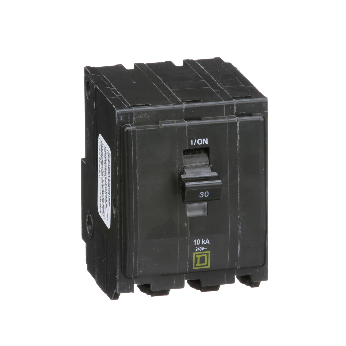 Square D™ QO330 Standard Miniature Circuit Breaker, 240 V AC, 30 A, 10 kA Interrupt, 3 Poles, Thermal Magnetic Trip