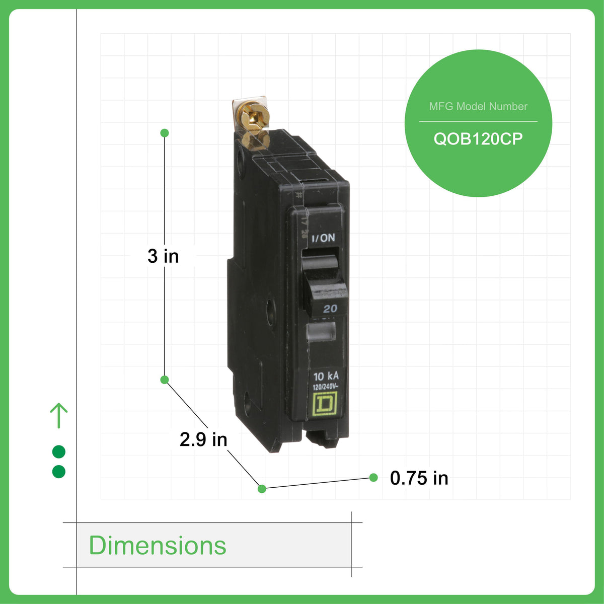 Standard 1-Pole Miniature Circuit Breaker - Bolted-On